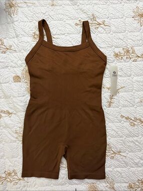 Mono B Chocolate Brown Ribbed Tank Romper